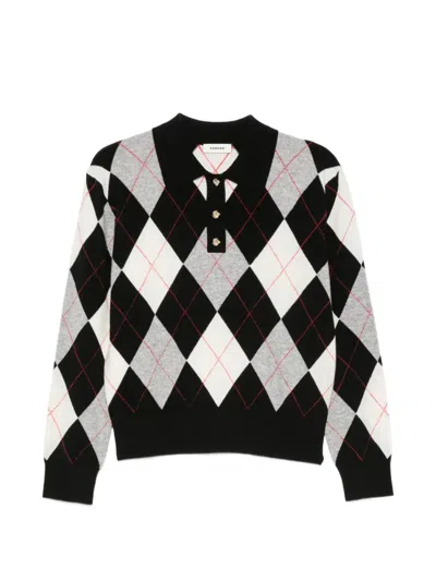 Sandro Zefira Argyle-pattern Wool Polo Shirt In Black