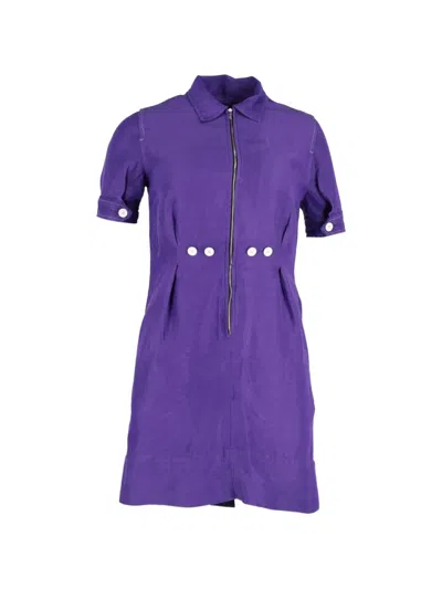Pre-owned Sandro Zip Button Mini Dress In Purple