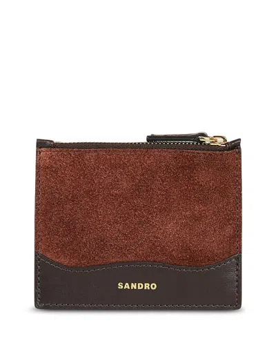 Sandro Zip Cardholder In Brown