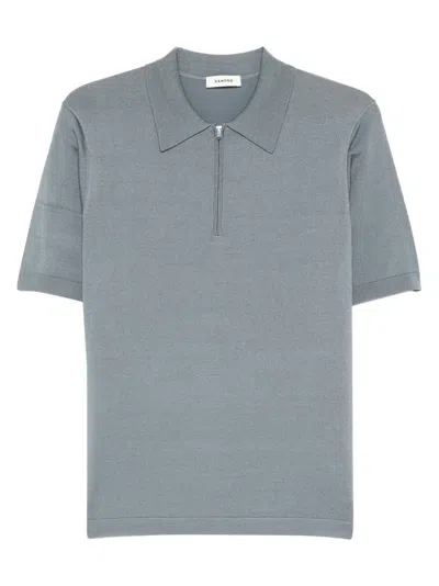 Sandro Zip-collar Polo Shirt In Gray