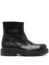 Sandro Zipped Leather Ankle Boots In Black