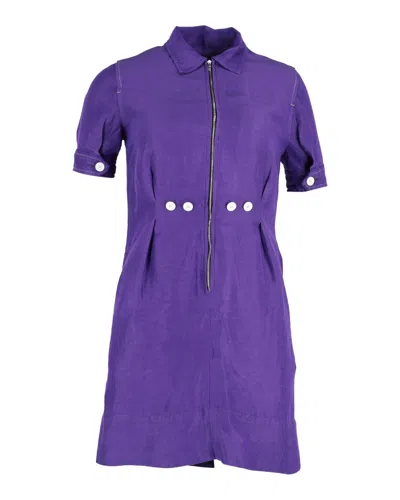 Sandro Zip Front Mini Dress In Purple Viscose