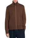 Sandro Zip Front Wool Cardigan In Dark Caramel