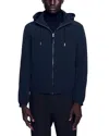 Sandro Technical Fabric Jacket In Navy Blue