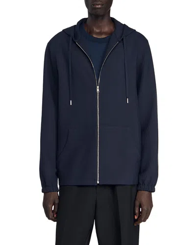 Sandro Zip Hoodie In Blue