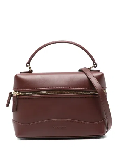 Sandro Zip Leather Mini Bag In Brown