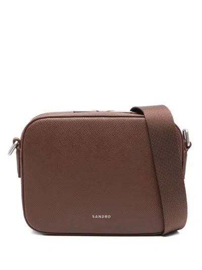 Sandro Zip Messenger Bag In Brown