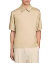 Sandro Zip-neck Polo Shirt In Sand