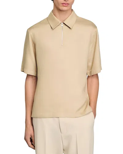 SANDRO ZIP-NECK POLO SHIRT