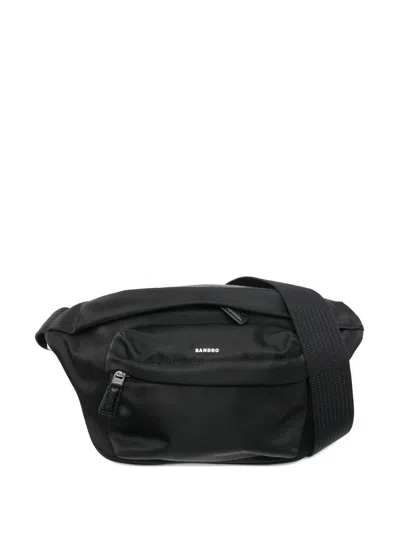 Sandro Zip-pocket Messenger Bag In Black
