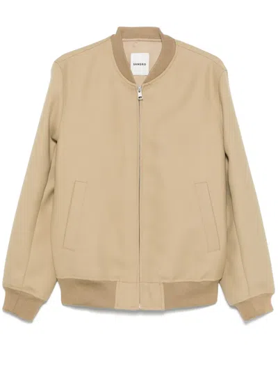 Sandro Zip-up Bomber Jacket In 中性色