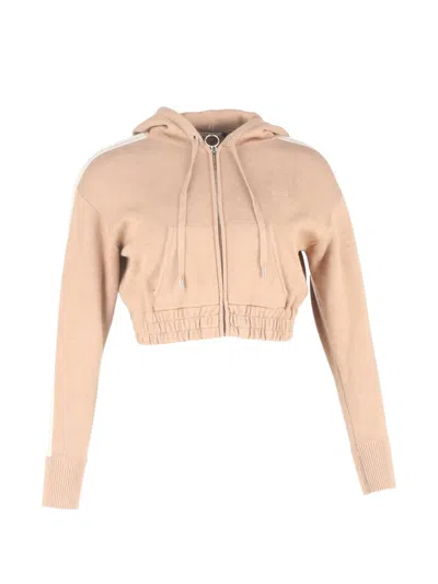 Pre-owned Sandro Zip-up Cropped Hoodie In Neutral