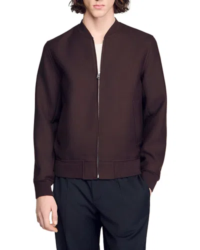 Sandro Zip Up Jacket In Brown