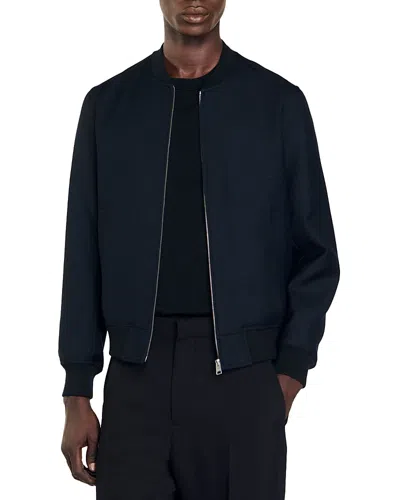 Sandro Zip Up Jacket In Navy Blue