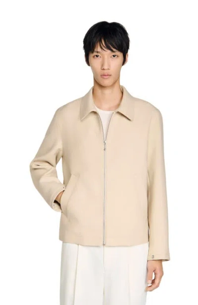 Sandro Zip-up Jacket In Neutral