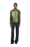 Sandro Zip-up Leather Jacket In Green