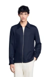 Sandro Chemise Zip Front Shirt Jacket In Midnight Blue