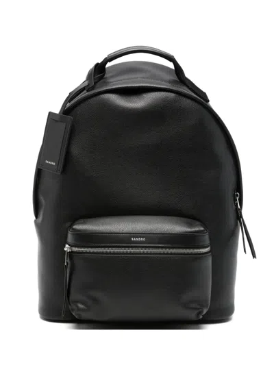 Sandro Zip-fastening Logo-detail Backpack In Black
