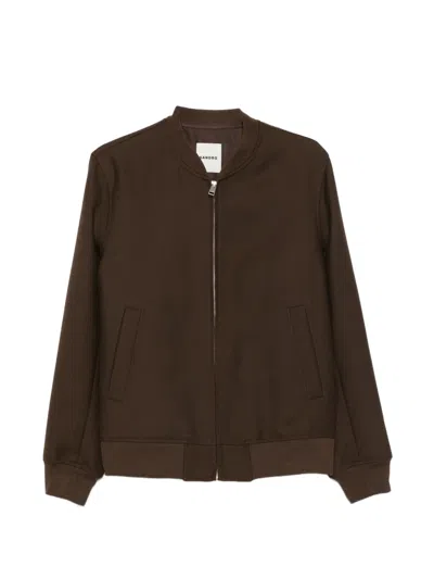 Sandro Zip-fastening Long-sleeve Jacket In Brown