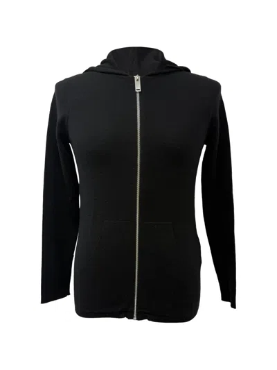 Pre-owned Sandro Zipped Knitted Hoodie In Black