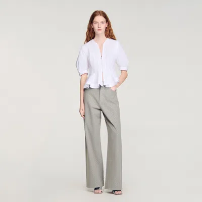 Sandro Zipped Peplum Shirt In White