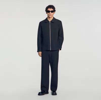 Sandro Zipped Shirt In Blue