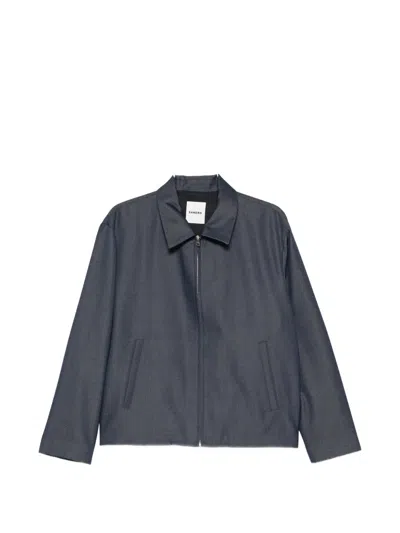 Sandro Zipped Shirt Jacket In Blue