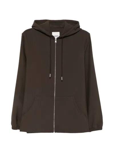 Sandro Zip-up Hooded Sweatshirt In Brown
