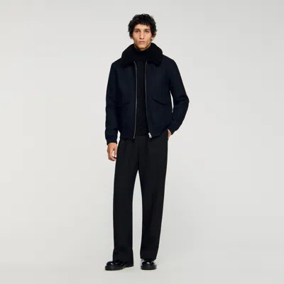 Sandro Zip-up Jacket In Blue