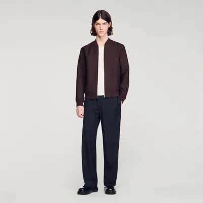 Sandro Zip-up Jacket In Brown