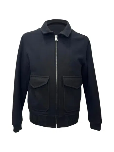 Pre-owned Sandro Zip-up Patch-pockets Jacket In Black