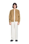 Sandro Zip-up Split Leather Jacket In Brown