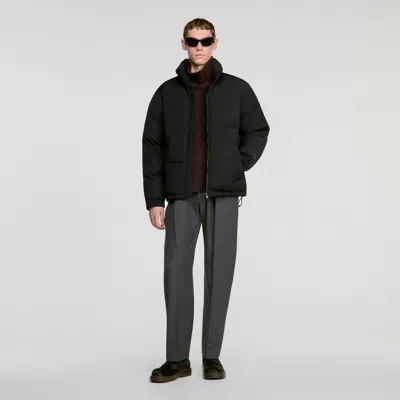 SANDRO ZIP-UP TECH FABRIC PUFFER JACKET