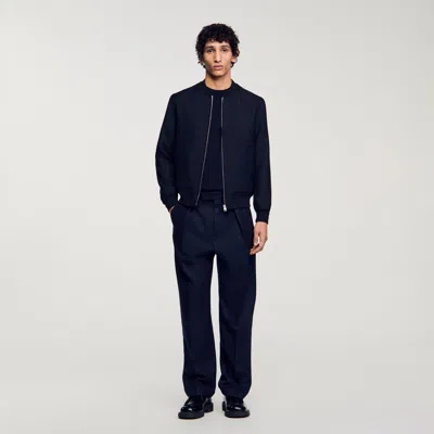 Sandro Zip-up Varsity Jacket In Blue