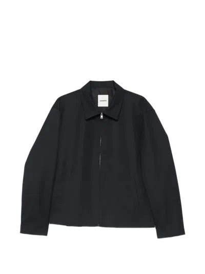 Sandro Zip-up Wing-collar Jacket In Black
