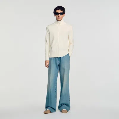 SANDRO ZIP-UP WOOL CARDIGAN