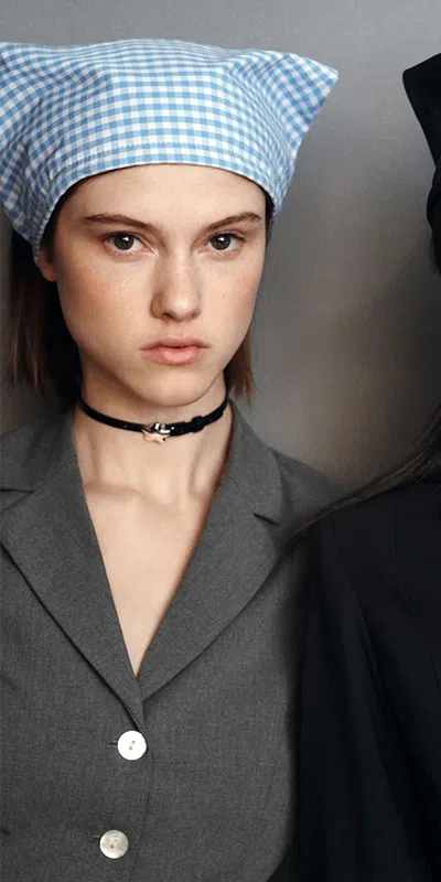 Sandy Liang Acute Bandana Gingham In Blue