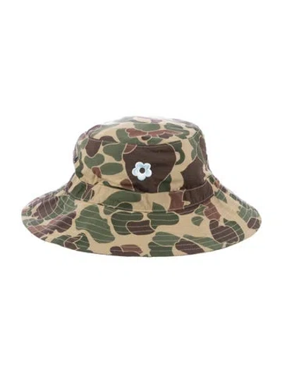 Pre-owned Sandy Liang Adjustable Embroidered Bucket Hat In Brown/green