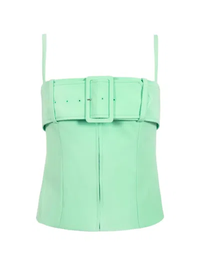 Sandy Liang Ahsoka Belted Top In Green