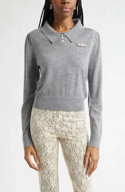 Sandy Liang Akira Merino Wool Sweater In Gray
