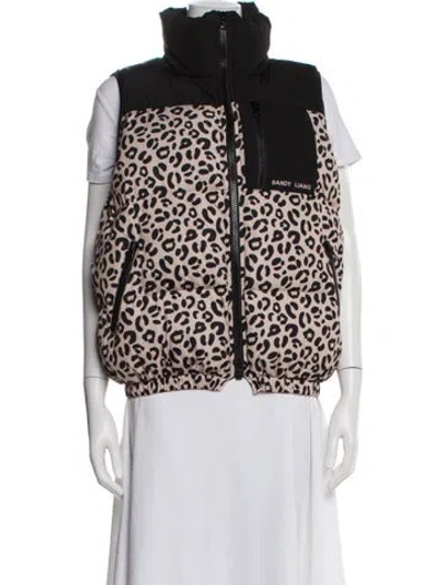 Pre-owned Sandy Liang Animal Print Down Jacket In Black