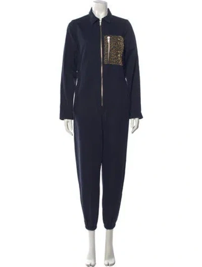 Pre-owned Sandy Liang Animal Print Jumpsuit In Blue