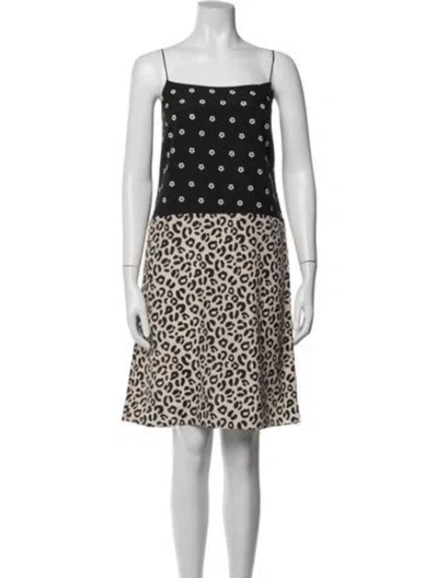 Pre-owned Sandy Liang Animal Print Knee-length Dress In Neutrals