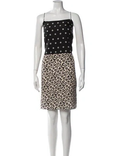 Pre-owned Sandy Liang Animal Print Mini Dress In Black
