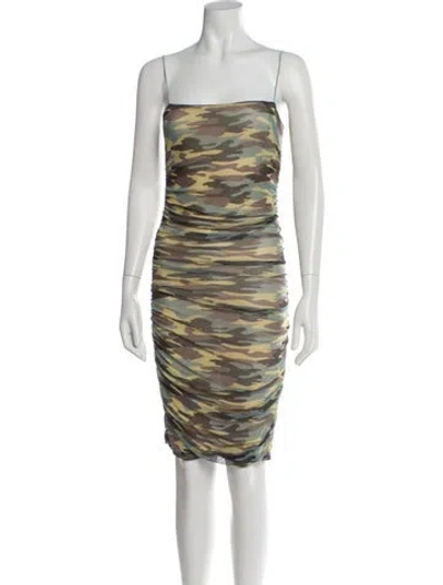 Pre-owned Sandy Liang Animal Print Mini Dress In Green