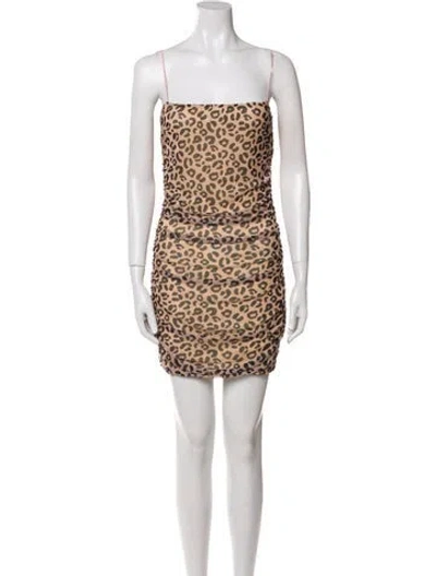 Pre-owned Sandy Liang Animal Print Mini Dress In Neutral