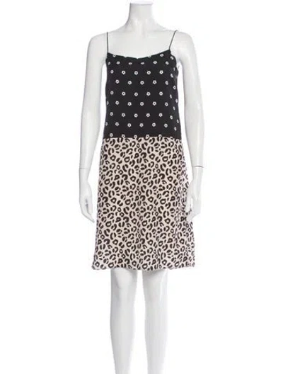 Pre-owned Sandy Liang Animal Print Mini Dress In Neutrals