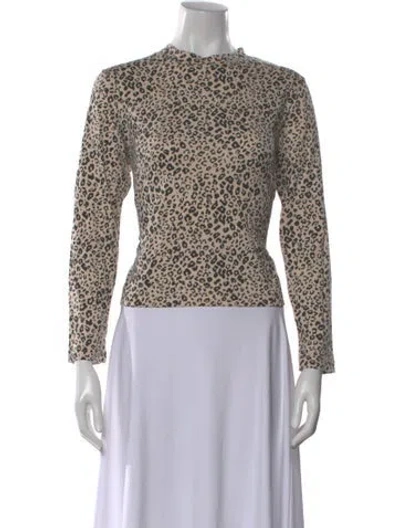 Pre-owned Sandy Liang Animal Print Mock Neck Top In Multi