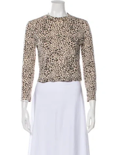 Pre-owned Sandy Liang Animal Print Mock Neck Top In Multi
