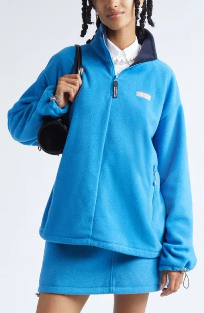 Sandy Liang Ascher Polar Fleece Quarter Zip Pullover In Blue